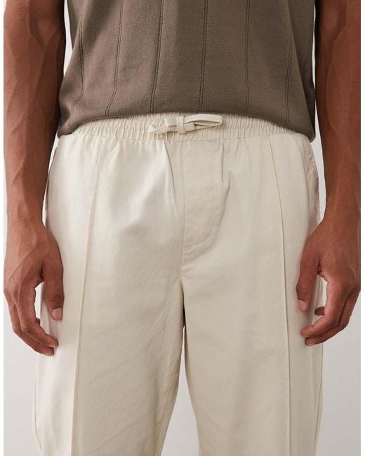 New Look Natural Pintuck Tie Waist Pants for men