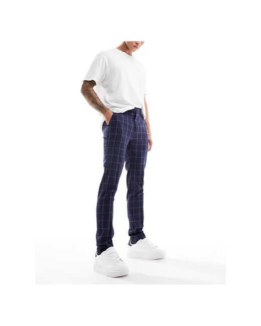 ASOS Blue Smart Skinny Trousers for men