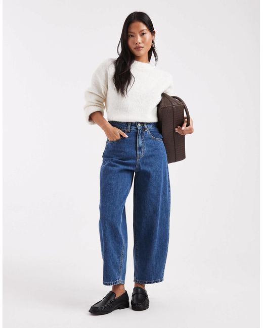 Vero Moda Blue Billie High Rise Barrel Leg Jeans