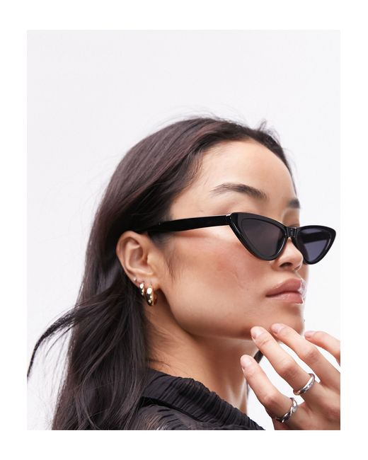TOPSHOP Black Crocus Angled Cat Eye Sunglasses