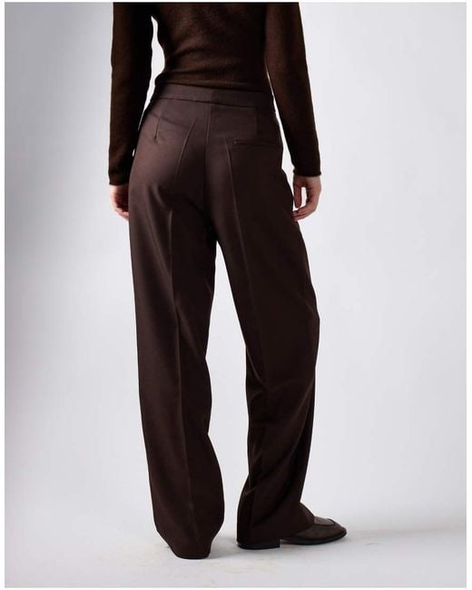 NARRATED Brown Pleated Straight Leg Pants