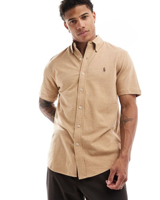 Polo Ralph Lauren Natural Icon Logo Short Sleeve Pique Shirt for men