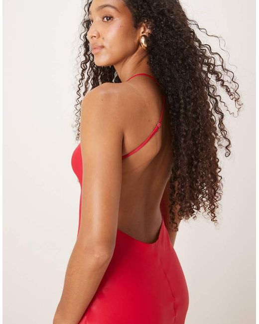 ASOS Red Satin Seam Detail Maxi Dress