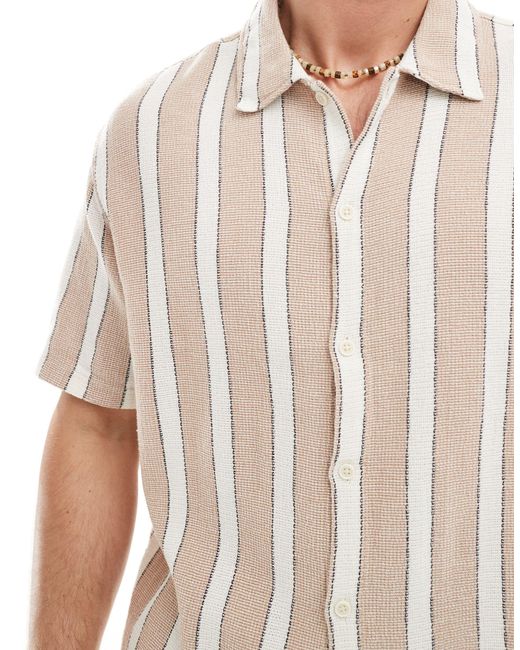 Chemise d'ensemble texturée à rayures - sable Bershka pour homme en coloris Natural