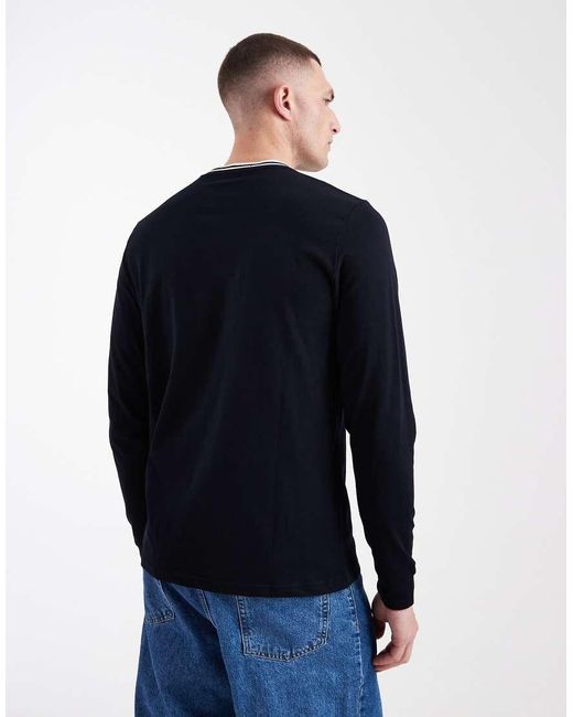 Fred Perry Blue Long Sleeve Twin Tipped Logo T-Shirt for men