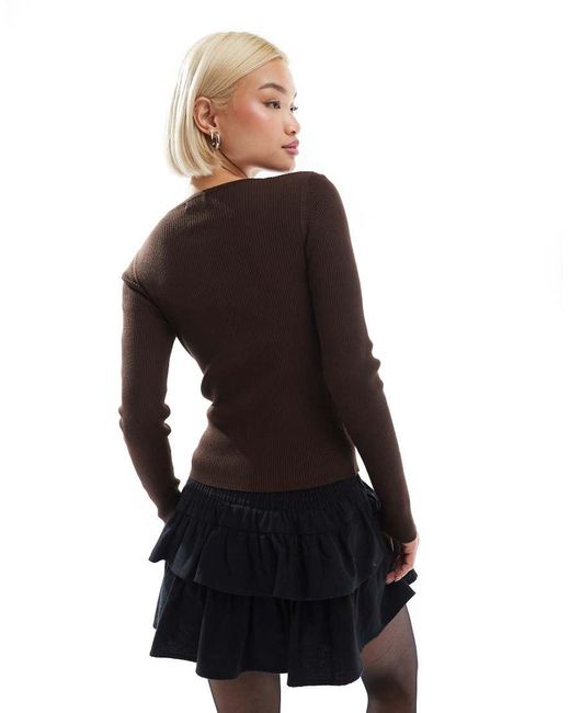 Stradivarius Aansluitend Geribbeld Vest in het Black