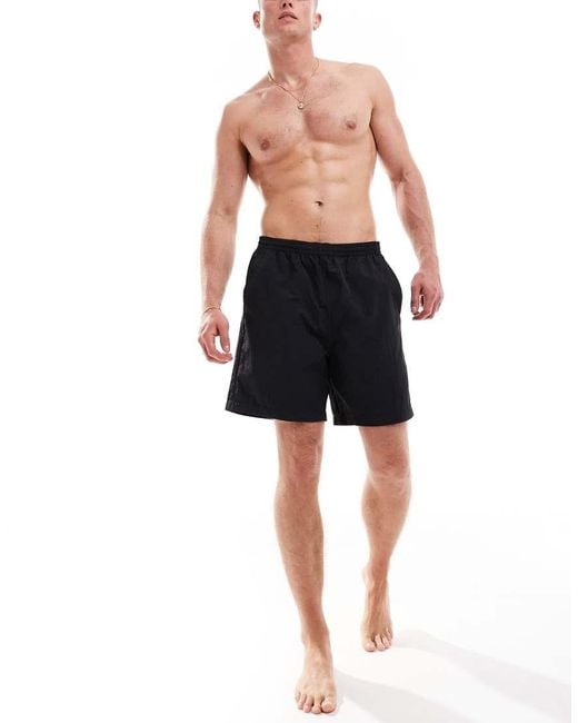Weekday Black Ed Skater Style Swim Shorts for men