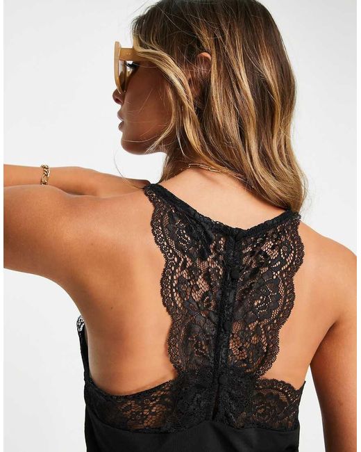 Vero Moda Black Lace Trim Cami Top