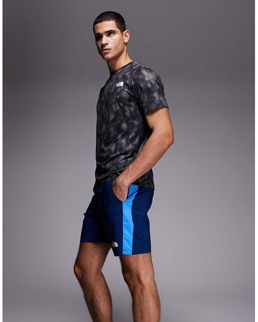 The North Face Blue 24/7 Logo Colourblock Shorts for men