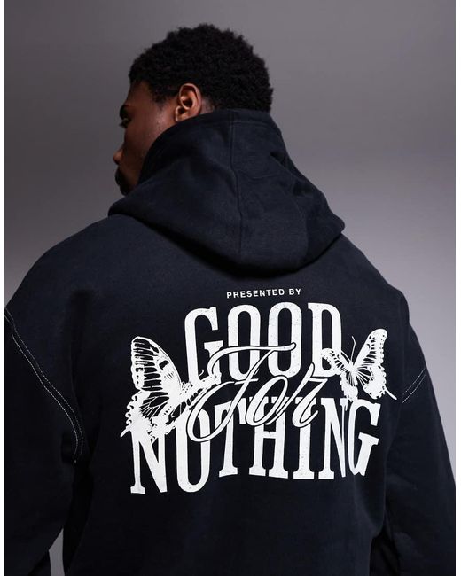 Sudadera Negra Con Capucha Y Estampado En La Espalda De Good For Nothing de hombre de color Blue