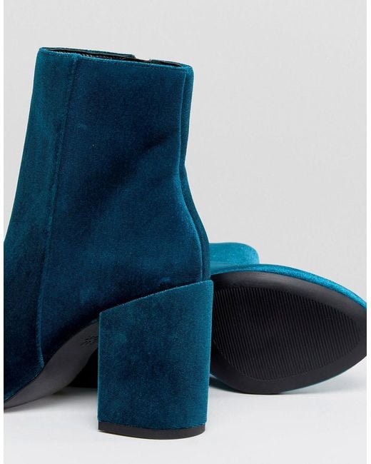 New Look Teal Velvet Ankle Boot in Blue Lyst