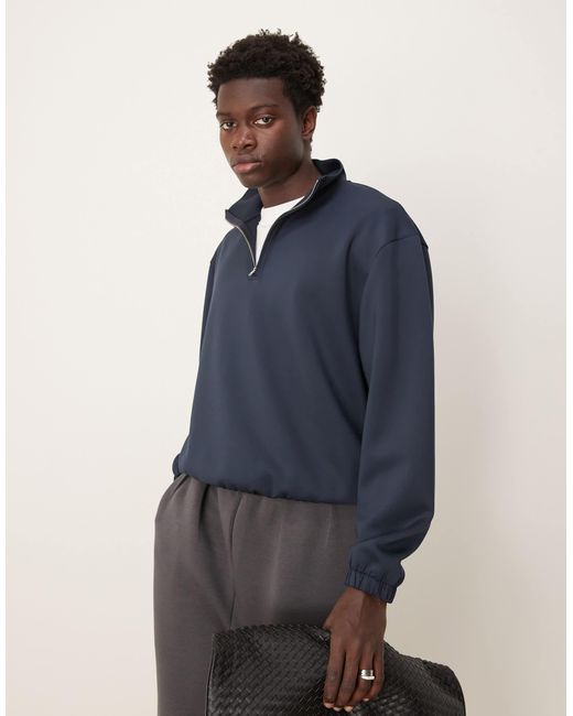 ASOS – boxy fit oversize-sweatshirt in Blue für Herren