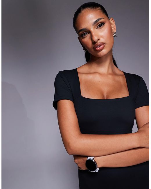 4505 Blue Soft Touch Square Neck Short Sleeve Romper