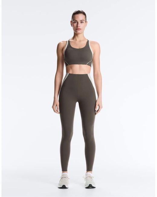 Oysho Gray Firm Support Compressive Reflective Sports Bra