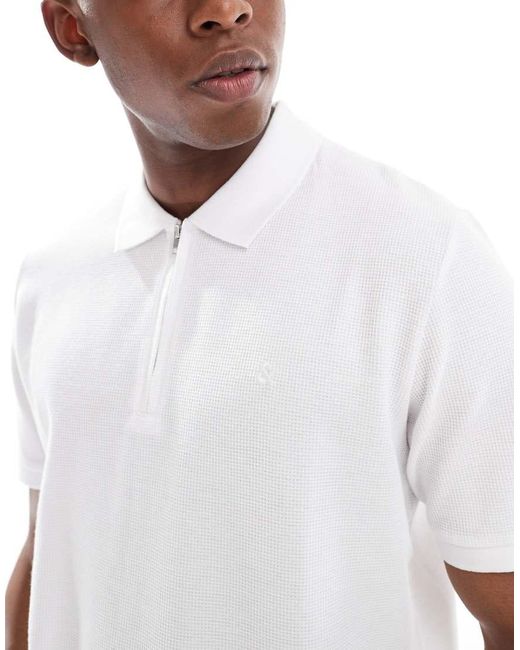 Jack & Jones White Zip Polo for men