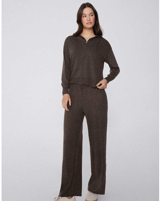 Tezenis Brown Heavy Palazzo Trousers With Wool