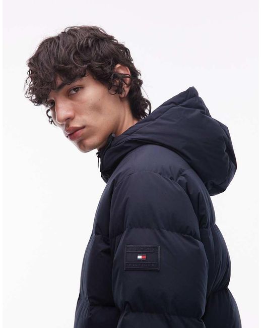 Tommy Hilfiger Blue Down Hooded Puffer Jacket for men