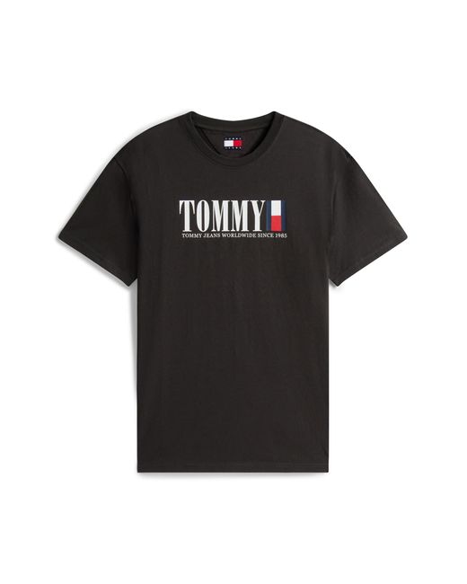 Tommy Hilfiger Black Linear Flag Logo T-shirt for men