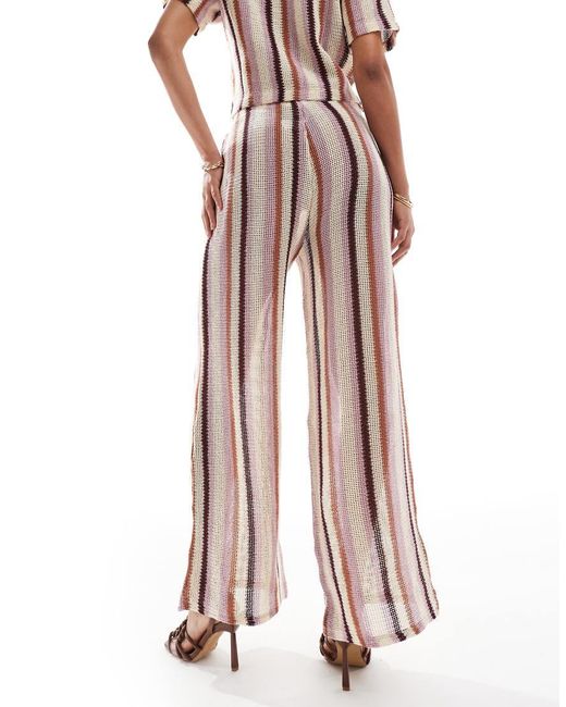 River Island White Stripe Knitted Wide Leg Trouser Co-Ord