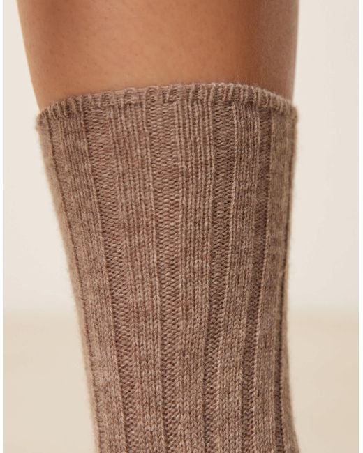 ASOS Brown – grob gestrickte, gerippte lounge-wollsocken