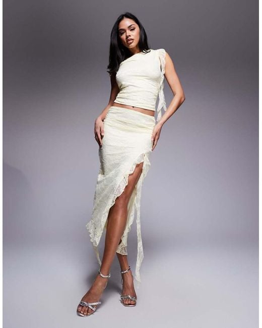 Love Triangle Blue Lace Asymmetric Midaxi Skirt
