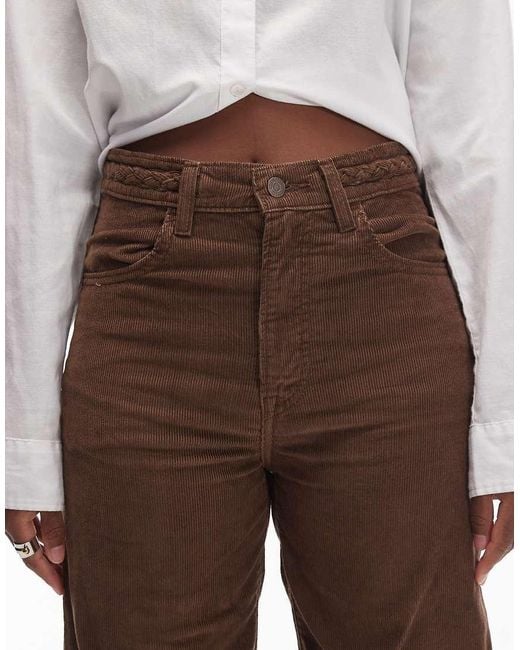 Levi's White Ribcage Wide Leg Braided Waist Jeans