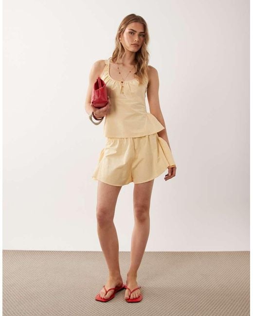 ASOS Natural Linen Blend Godet Mini Shorts