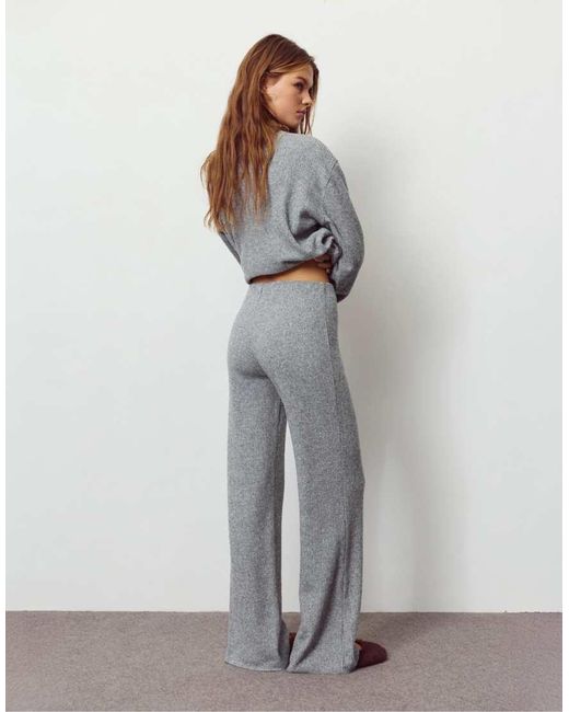 Pull&Bear Gray Soft Touch Straight Fit Pants