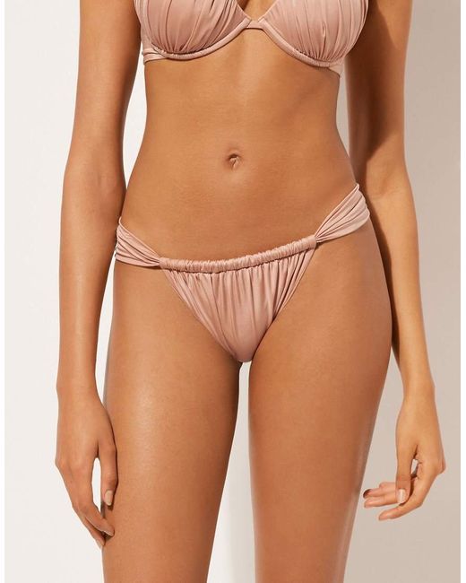 Calzedonia Pink Calzendonia Brazilian Bikini Bottoms Shiny Satin