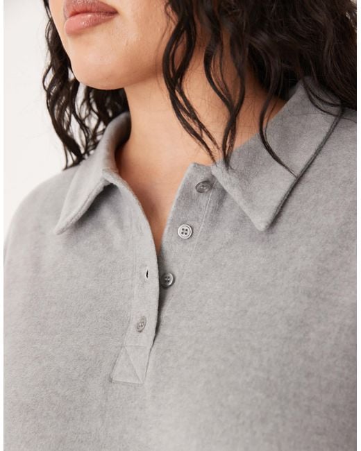 ASOS Gray Asos Design Curve Mix & Match Lightweight Fleece Collared Sweater