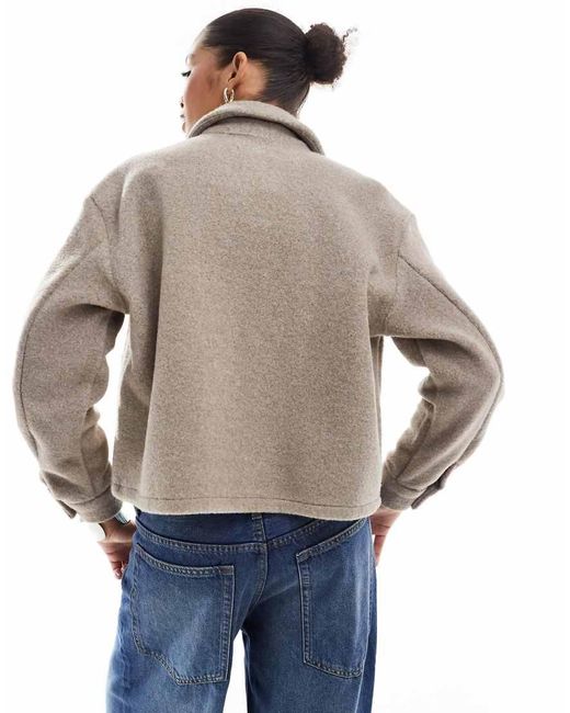 New Look Gray Cropped Knitted Shacket