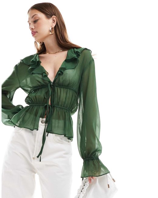 ASOS Green – transparente chiffon-bluse