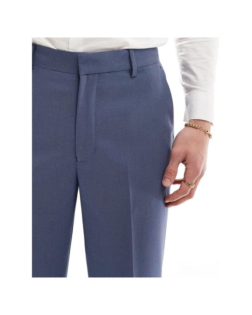 ASOS Blue Straight Suit Trouser for men