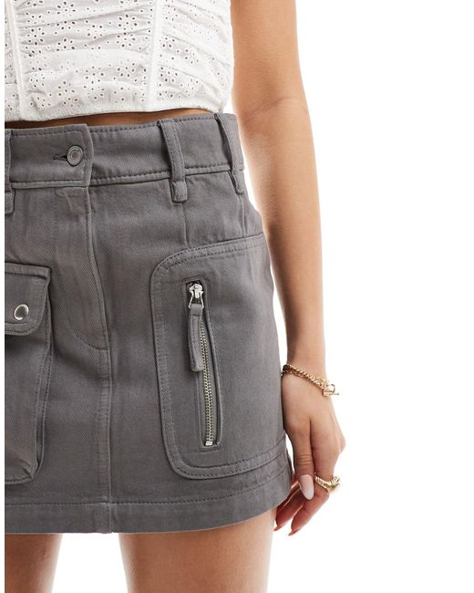 & Other Stories Gray Mini Skirt With Patch And Zip Detail Pockets