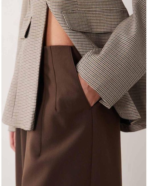 ASOS Brown Clean Waistband Oversized Tailored Barrel Trouser In