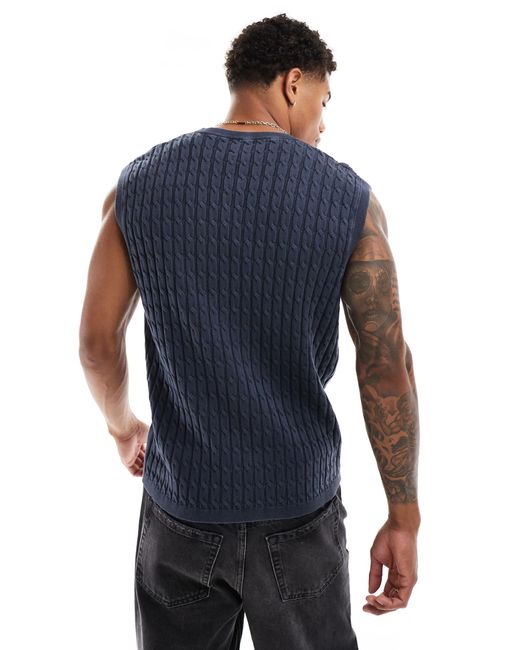 ASOS – locker geschnittenes strick-tanktop in Blue für Herren