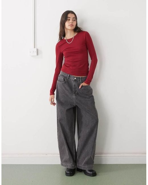 Weekday Red Slim Fit Long Sleeve T-Shirt
