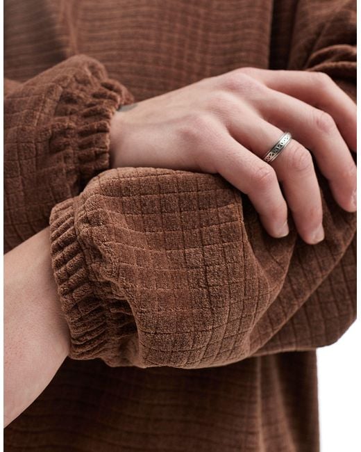 ASOS Brown Oversized Textured Sweatshirt for men