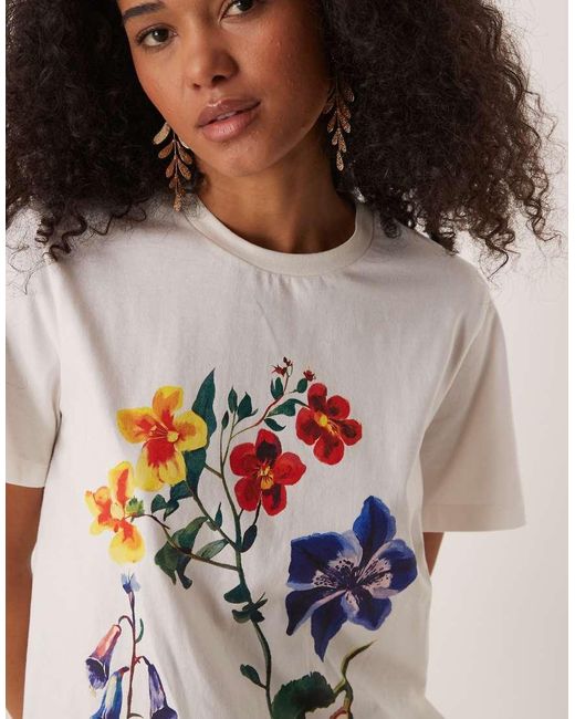 ASOS White Regular Fit T-shirt With Floral Fig Graphic