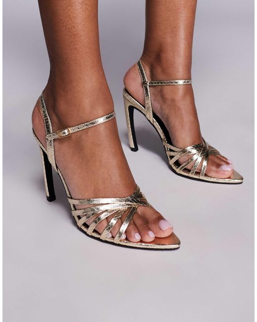 Public Desire White Curtsy Curved Heel Sandals
