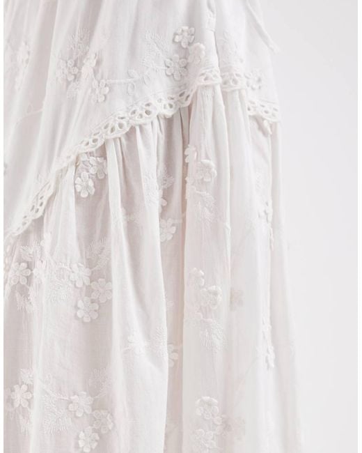 Muse Assembly White Boho Broderie Anglaise Maxi Skirt