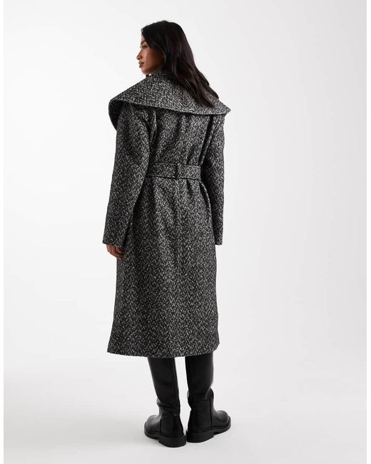 Miss Selfridge Black Formal Shawl Collar Wrap Coat