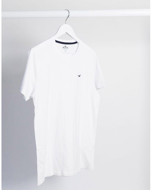 Camiseta blanca con logo Hollister de hombre de color White