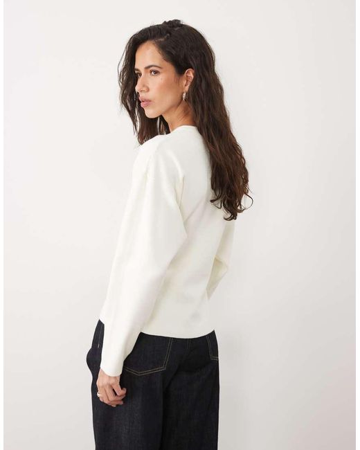 ASOS Natural Structured Cardigan With Faux Leather Buttons