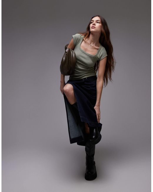 TOPSHOP Gray – geripptes t-shirt