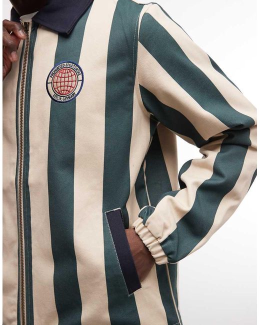 Prohibited Gray Ivy League Striped Harrington Jacket for men