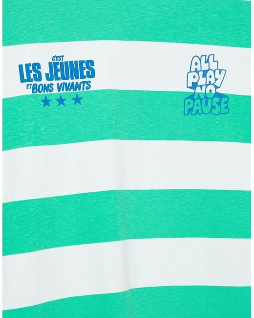 Pull&Bear Blue Stwd Striped T-Shirt for men