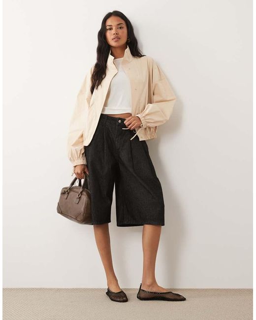 ASOS Natural Windbreaker Top With Tie Cuffs