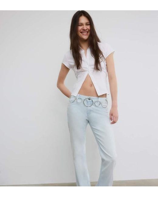 Stradivarius White Petite D67 Slim Fit Boot-cut Jeans