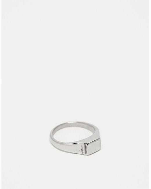 ASOS White Waterproof Stainless Steel Signet Ring With Embossing for men